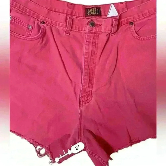 Vintage 90's Pink Faded Glory Raw Hem Cut Off Denim Shorts 24” Waist - Picture 6 of 7